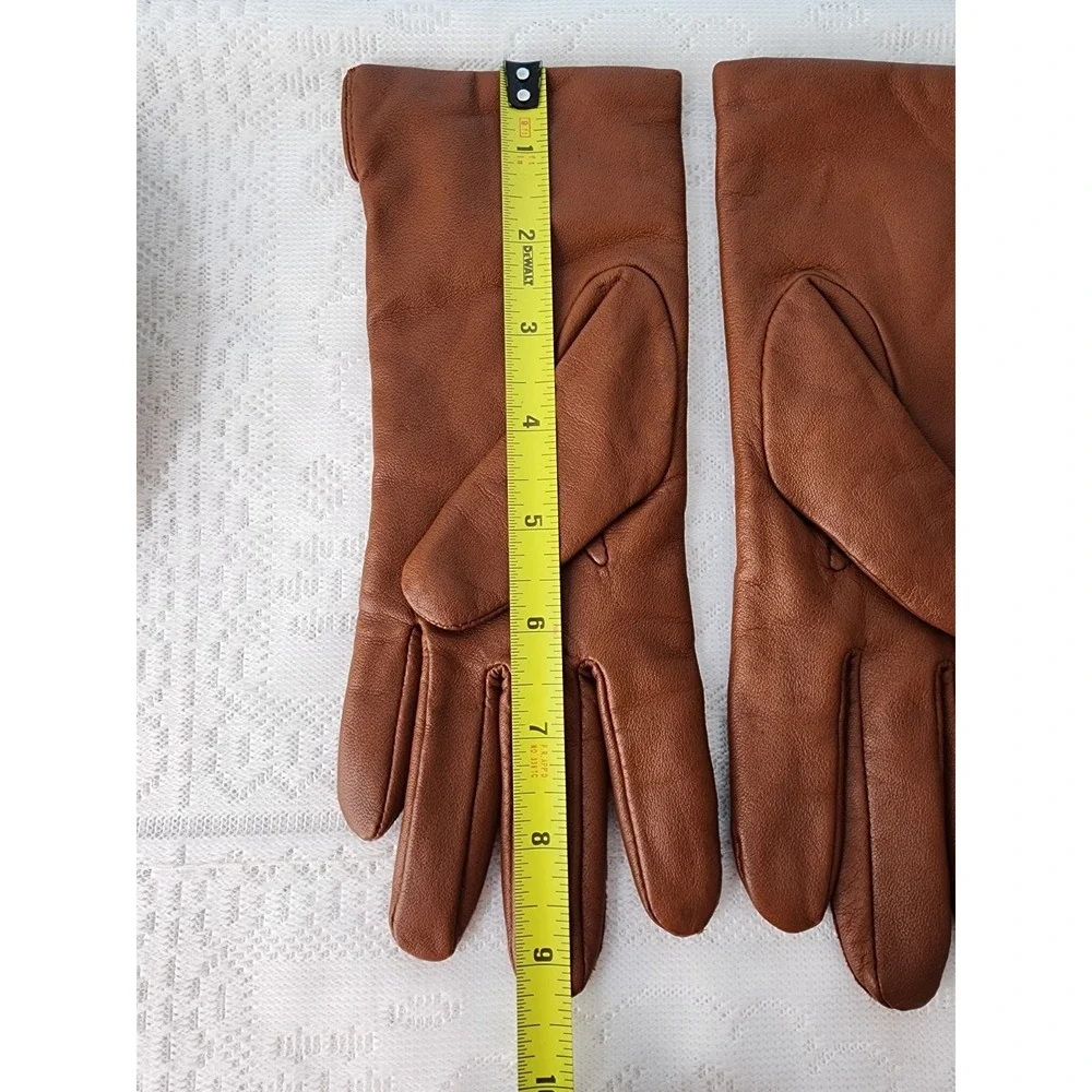 Vintage Fownes Leather Gloves Cashmere Wool Lined Retro Chestnut Brown Women 6.5